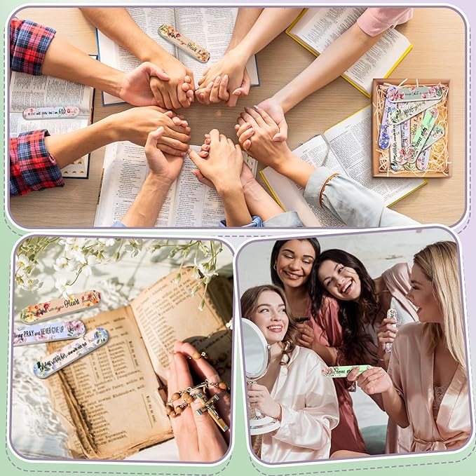 100 Pcs Christian Gifts for Women Bulk Floral Christian Nail File Women's History Month Gift Vintage Bible Scripture Emery Board Nail Files Religious Appreciation Gifts for Employee Coworker
