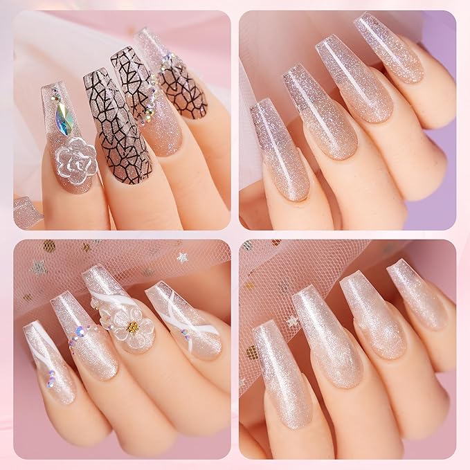 Makartt 3D Gel Nail Art: Solid Builder Nail Gel, Non-stick to Hands Extension, UV Glue for Acrylic Tips Rhinestones Adhesives 4 in 1 Hard Gels Molding for Nails UV/LED Lamp Required 15ML Misty Lilac