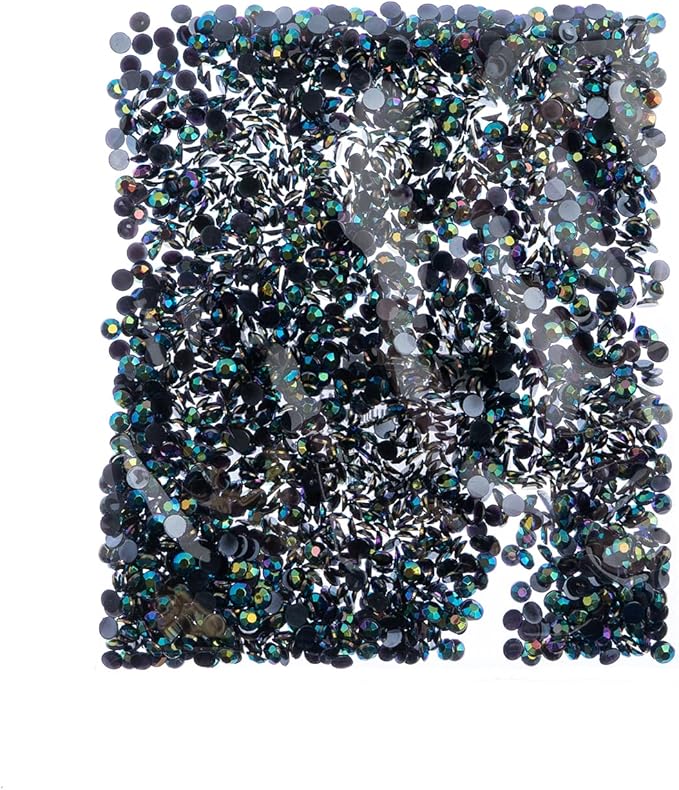 2000 Pieces 4mm (SS16), Black AB, Acrylic Round Flat Back Rhinestones for Jewelry Making, DIY Crafts, Nail Art, Face Makeup, Clothes