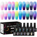 MEET ACROSS 12PCS Color Changing Gel Nail Polish Kit, Temperature Changing Gel Polish Set, Fall Winter Colors Trendy Natural Nail Art Manicure Gel Polish For Salon And Home DIY