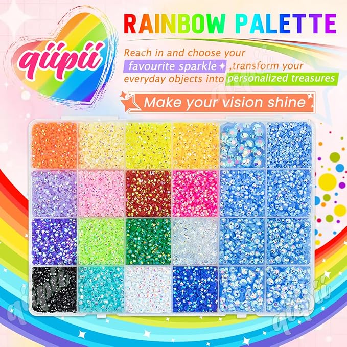 2mm-6mm Light Blue AB Resin Rhinestones w B7000 Glue for Crafting Bedazzling Flatback Colorful Jelly Stones Diamonds Gems Bedazzler Kit for Nails Face Eyes Makeup Tumblers Bottles Crafts Shoes