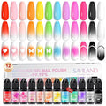 SAVILAND Airbrush Gel Nail Polish Hema-Free: Dilution-Free 12 Vitality Colors Airbrush for Nails Set Non-Acetone with Fine Mist Nail for Spray French & Ombre Nail Polish Nail Art Design Salon Kit