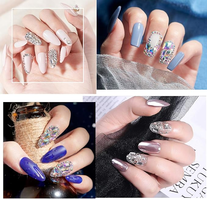 AD Beads Top Czech AB Crystal Flatback Rhinestone Nail Art Decoration Multi Shape (S23 Sector 4x6mm, 100 Pcs)