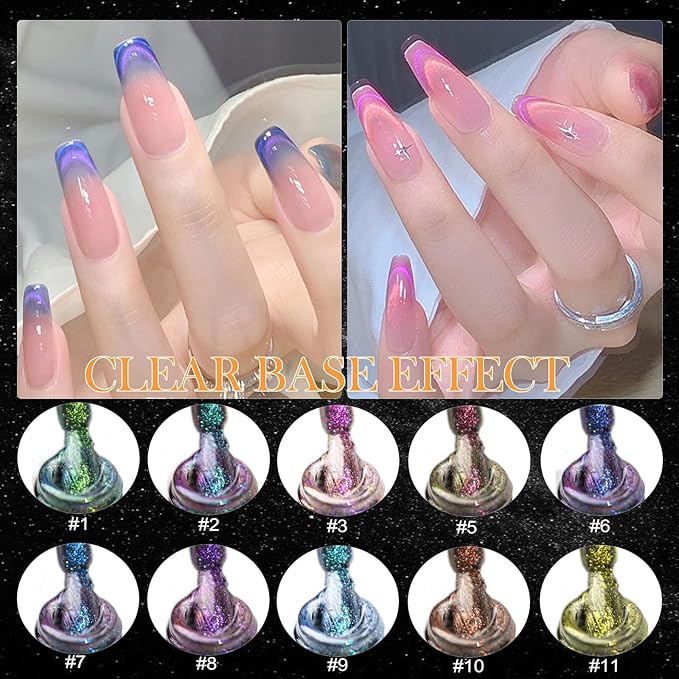 9D Cat Eye Gel Nail Polish Set 12 Colors, Cat Eye Gel Polish with Magnet, Magnetic Cateye Chameleon Galaxy Effects Professional Use for Salon