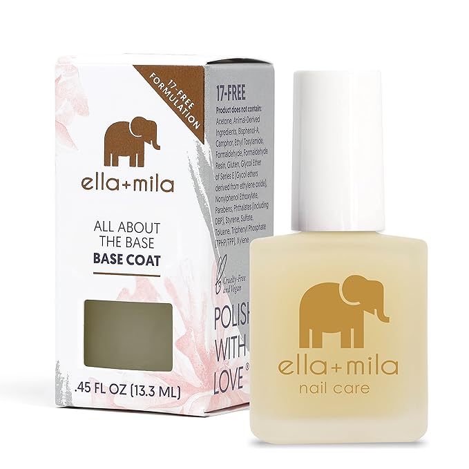 ella+mila Ridge Filler Base Coat Nail Polish - Smoothing Nail Treatment and Long-lasting Ridge Filler - Nourishing Clear Polish for Natural Fingernails (0.45 fl oz)