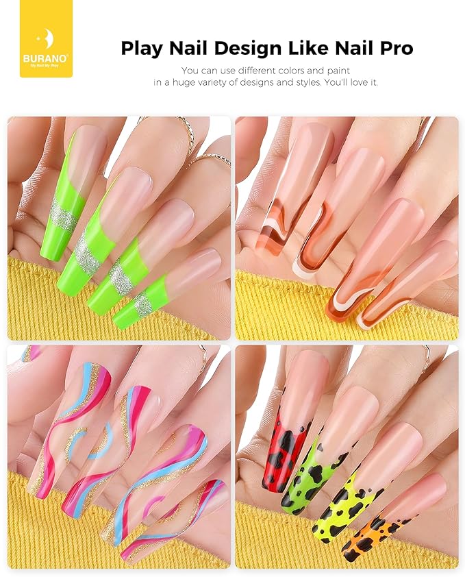 BURANO Gel Nail Polish Liner Nail Art Polish, Silver Gold Painted Gel Nail Design Polish 2 Bottle 8ml, Build in Thin Nail Brush Curing Required LX2 LX8