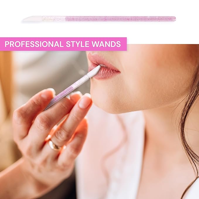 200 Pieces Disposable Lip Applicators – Lint-Free Versatile Doe Foot Makeup Wands for Lip Gloss, Lipstick, Lash Extensions, Beauty Starter Kits Essential (200 Brushes, Rose Pink Crystal)