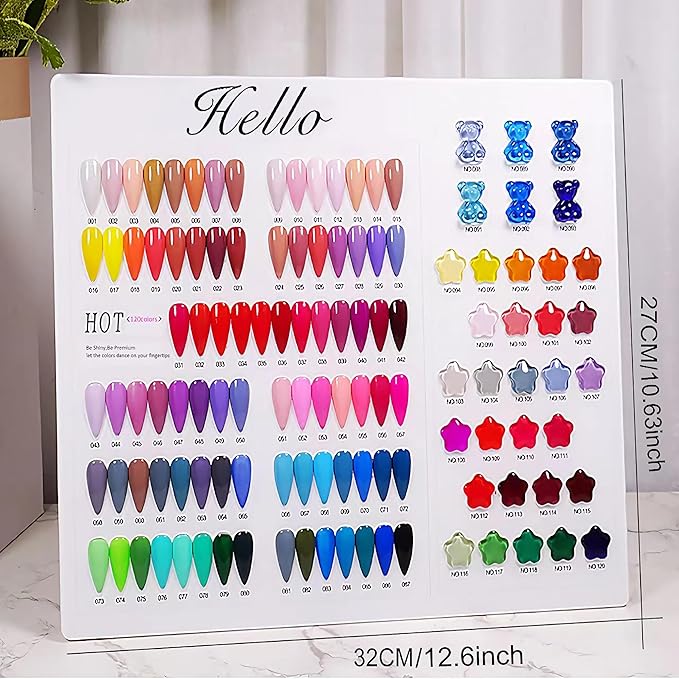 Acycoin2A Acrylic Nail Polish Color Display Board Book Nail Design Chart with 2 Styles Nail Tips Card Board Salon Showing Shelf (120 Colors)