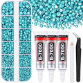 6000Pcs Resin Rhinestones for Bedazzling with 3Pcs B7000 Jewelry Glue, 1 Box Teal Blue Flatback Rhinestones for Crafting Crafts DIY, Crystals Gems for Clothing Shoes Tumblers Nail Art Makeup
