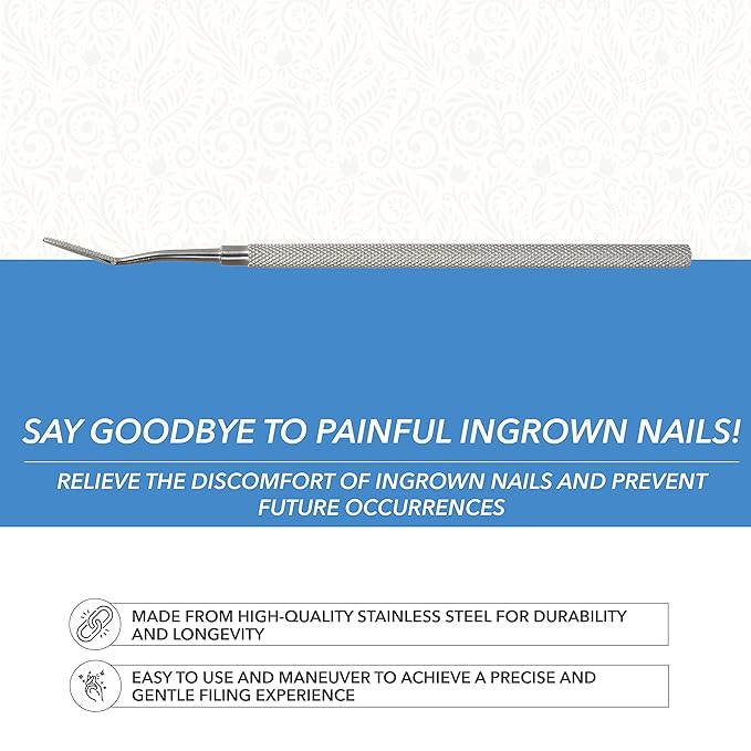 ForPro Professional Collection Ingrown Nail File, Surgical Grade Stainless Steel Ingrown Toenail Tool with Angled End