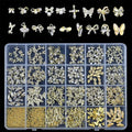 1 Box Nail Shinning Rhinestones Jewelry Diamond 3D Alloy Bow Butterfly Nail Art Zircon Pearl Gold Beads Manicure Nails DIY Accessories Nail Decoration Mix Metal Rivets Studs