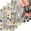 Retro Halloween Nail Art Stickers Decals Pumpkin Spider Nails Sticker 5D Embossed Spider Ghost Nails Decal Self-Adhesive Halloween Nail Decor for Women (4 Sheets)