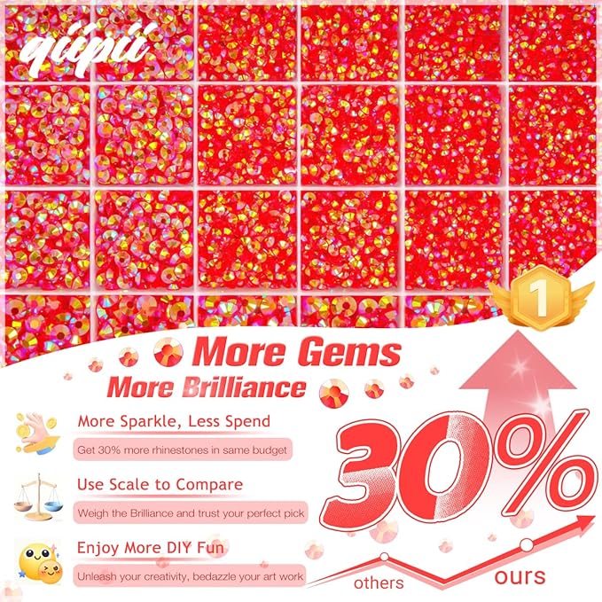 Red AB Resin Rhinestones w B7000 Jewelry Glue for Bedazzling Crafting 2mm 3mm 4mm 5mm 6mm Flatback Jelly Stones Diamonds Gems Bedazzler Kit for Nails Face Eyes Makeup Tumblers Bottles Crafts