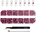 Beadsland Rhinestones for Makeup,8 Sizes 2500pcs Glass Flatback Rhinestones Eye Gems for Nails Crafts with Tweezers and Wax Pencil,Fuchsia,SS4-SS30
