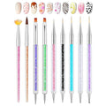 AIJIMEI 9pcs Nail Art Brushes Nail Tool Set, Nail Design Brushes Mixed Color Two-Way Nail Art Brushes, Point Pen Tool Nail Trimming Kit, Suitable For Home Salons.