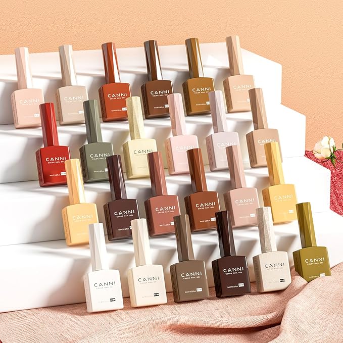 CANNI 30Pcs Gel Nail Polish Set - 9ML Winter Nude Brown Beige Khaki Neutral Gel Polish Kit, Soak Off UV LED Nail Art Starter Set, Skin Tone for Home & Salon Manicure
