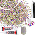 2000PCS SS12/3mm Crystal Rhinestones (Crystal AB) with 2Pcs 10ml B7000 Jewelry Glue, Bedazzling Flatback Glass Rhinestones for Crafting, Gems Diomand Charms for Tumbler Shoes Clothing Mugs Nail Art