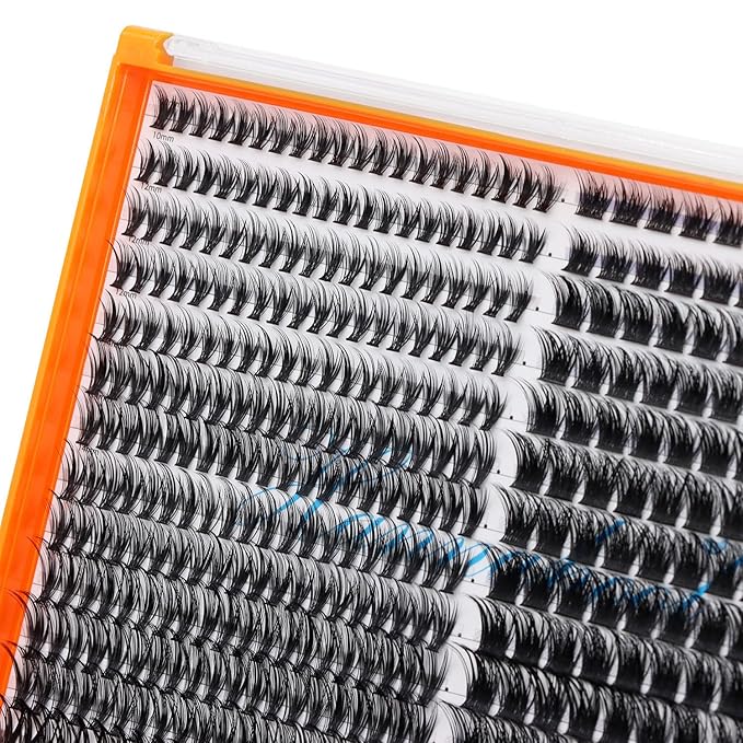 28Rows,wholesale Pack Mixed 40D Wide Stem Cluster Eyelashes Kit 2 in 1 Bond&Seal+ 1pcs Tweezer Grafting D Curl Individual False Eyelashes Home DIY Eye Lashes Extensions (40DC-10-12-14-16-18MM Mix)