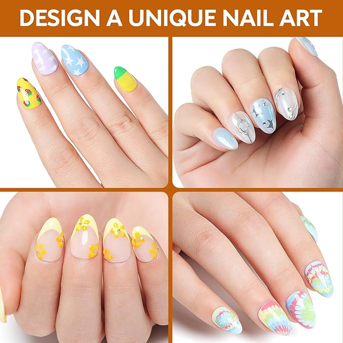 Nicedeco Extra Short Almond Nail Tips Full Cover 216PCS Clear Fake Nails Tip for Acrylic Nail Tip Soak Off Home DIY Salon Nails 12 Sizes - 009