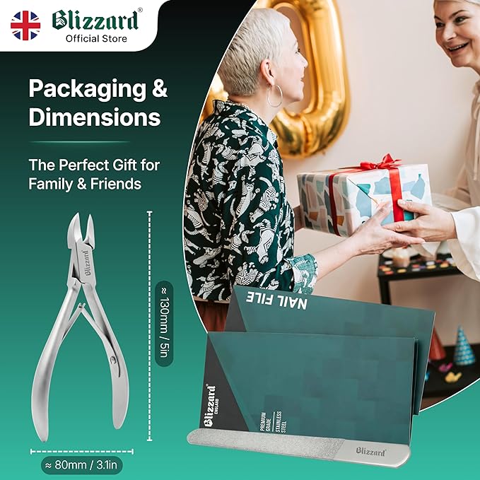 Ingrown Nail Clippers for Men with Ingrown Toenails – Blizzard Podiatrist Toenail Clipper Set German Forged (13cm - Concave - Smooth)