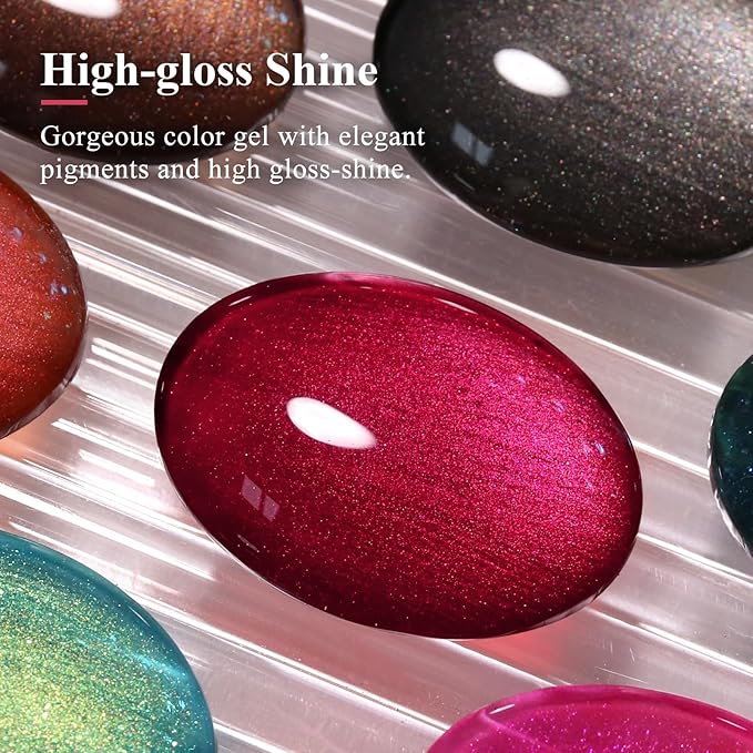 Imtiti Pearl Gel Nail Polish,0.5 Fl Oz Red Glitter Drawing Gel Polish Shell Thread Shimmer Mermaid Nail Gel Polish Soak Off UV LED for Home DIY Nail Art Manicure Salon