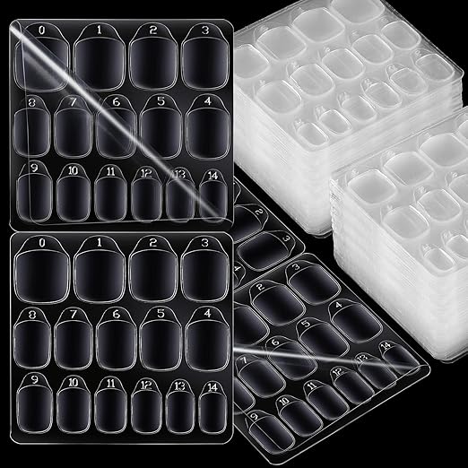 Teenitor 1500pcs Press on Nail Adhesive Tabs, 15 Sizes, Clear/Yellow, Nail Art Stickers