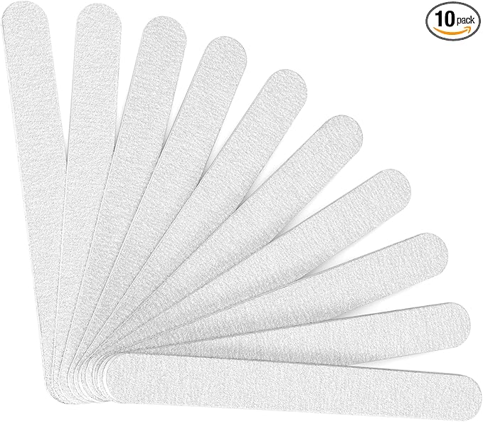 Nail Files, 10 PCS Fingernail Files 7" Long 80/100 Grit Emery Boards for Nails - Professional Nail File Washable for Acrylic, Gel, Dip Powder, and Poly Gel Nails for Salon Home