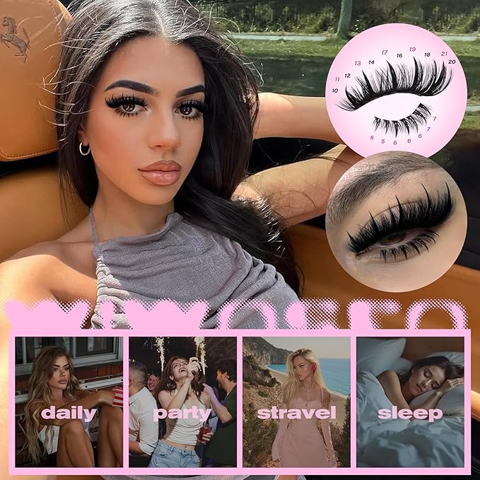 wiwoseo Spiky Lash Clusters with Bottom Lashes Clusters Kit Volume Lash Spikes Cluster Eyelash Extensions Kit Mink Eyelash Clusters Spiky Cluster Lashes Clusters with Bond and Seal(Bottom+Spikes+100D)