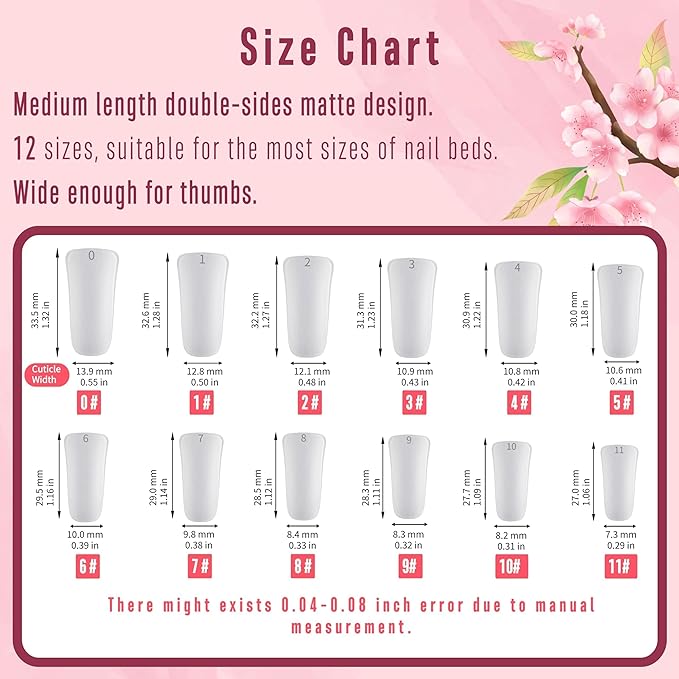 NOVO OVO Pre-Filed Long Duck Feet Nail Tips full Cover for Press On Acrylic, Pre-ectched Clear Full Coverage Flare Wide French Soft Gel Fake False Nail Extension x 12 Sizes 120 pcs