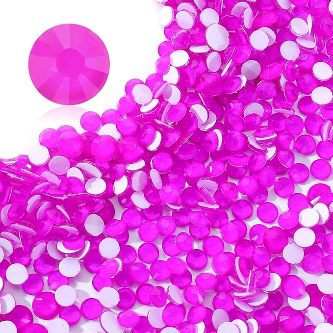 Neon Purple Flatback Rhinestones, Glass Rhinestones for Nail Art and Craft, Glue Fix, Loose Crystal Gemstones(Neon Purple, SS20, 1440pcs, 4.6-4.8mm)