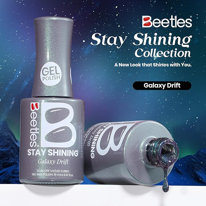 Beetles Stay Shining Cat Eye Gel Nail Polish - 15ML 9D Chameleon Cat Eye Green Purple Double Magic Colors Gel Polish with Magnet Soak Off UV Galaxy Drift Collection Nail Art Design Gift for Women