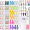 Beetles Press On Nails Kit - Chromatic Reverie | 720Pcs 24 Colors Short Almond Press On Nails | 15 Sizes French Glossy Glitter With Nail Glue & Nail Tabs Stickers, Fake Nails Kit Art For Women