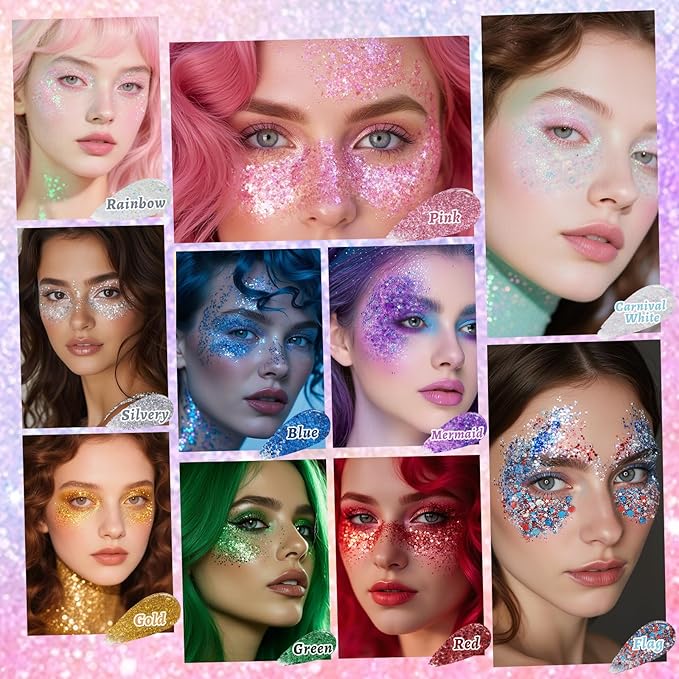 Golden Green Face and Body Glitter Stick for Sparkling Makeup, Hair Glitter Accessories for Women, Highlighting Stick for Fairy Dust, Cheerful Face Glitter for Festive Parties and Carnivals