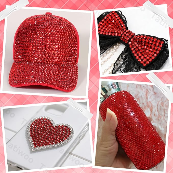 20000Pcs Ruby Red Flatback Jelly Resin Rhinestones for Bedazzling, Mix Sizes Crystal Rhinestones Gems, Ruby Red Gems Bedazzling for Crafting, Flatback Rhinestone for DIY Face Makeup Crafts Tumblers