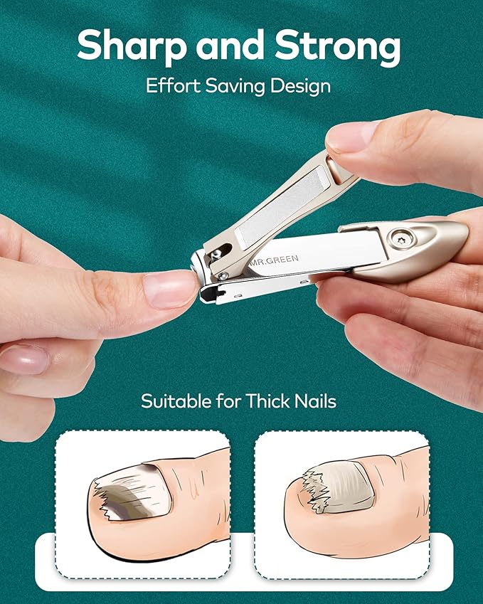MR.GREEN Nail Clippers, 3PCS Nail Clipper Set with Anti Splash Fingernail Clipper,Ear Pick,Glass Nail File,Professional Nail Clippers for Men and Women, Stainless Steel Nail Cutter with Leather Case