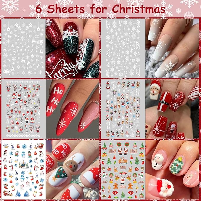 30 Sheets 7 Holiday Nail Art Stickers, Mixed Season Nail Decals Set for All Year, 3D Self-Adhesive Pegatinas Uñas Easter 4th of July Halloween Thanksgiving Christmas Valentine's St. Patrick's Day