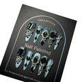 Luxury Long Press-On Nails, Blue Glitter Stiletto with Rhinestones, Medusa-Inspired Design, 10 Pieces (XS, LS)