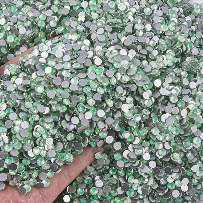 Blinginbox Rhinestones for Crafting,Flatback Rhinestones Glass Gems Stones Round Gemstones Non-Hotfix Crystal for Crafts Nail Decoration,Seafoam Green Opal(4.6-4.8mm) SS20/1440pcs