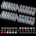 Maitys 480 Tips Heart False Nail Display Tips Clear Nail Color Display Chart Card Sticks with Adhesive Sticker for Bottles Colorful Polish DIY Training Practicing Displaying
