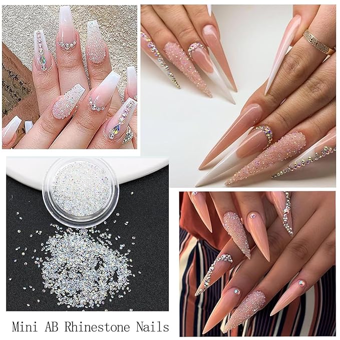 Rhinestones for Nails, Nail Art Charms 3D Flower Nail Charms for Acrylic Nails White Gold Supplies Luxurious Gems Rhinestones Pearls Design Accessories for Women Manicure Decorations