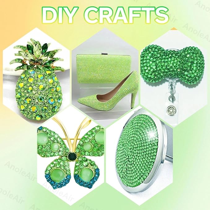 26000PCS Green Resin Flatback Rhinestones for Crafting, Resin Rhinestones for Bedazzling Kit, 2/3/4/5/6mm Flatback Gems Jewels for DIY Mugs Tumblers Clothing Shoes Nail Art