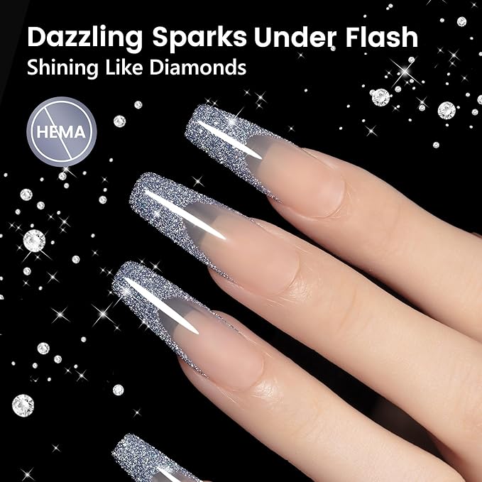 YTD Likomey Colorful Haze Blue Reflective Glitter Gel Nail Polish,15ml Holographic Flash Diamond Shimmer Gel,Sparkly Shiny Fall Winter Salon Home Manicure UV Varnish,SZ501