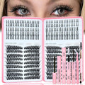 Lash Clusters Kit with Spikes, 60D+80D Left Right Eyelash Clusters Extensions Individual D Curl Fluffy Wispy False Eyelashes DlY Manga Lashes Extension Kit (12-22mm, Left Right Lash Clusters Kit)