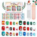 Modelones Christmas Press on Nails for Kids 144Pcs 6 Pack Children Girls Toys 8-10 Acrylic Fake Nails Pre-glue Full Cover Snowflake Red Xmas Short False Nail Art Kits Sets Gifts For Kids Girls