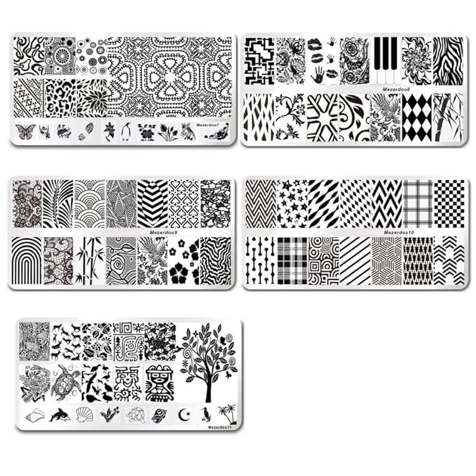 Mezerdoo 12pcs/lot 120 Slots PU Leather Nail Art Stamping Image Plate Case and 11Pcs Nail Art Templates Plates Manicure Nails Stencils (Mezerdoo1-11 + 1 black case)