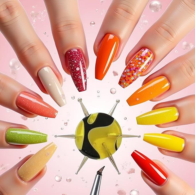 Yellow Nail Dotting Pen Handle Nail Salon Disc Nail Drill Point Nail Art Dotter UV Gel Point Pen Manicure Wax Head Pen Nail Rhinestone Picker, Nail Dotting Tools