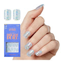 KISS Gel Fantasy, Press On Nails, Nail glue included, 'Champagnes', Light Blue, Short Size, Squoval Shape, Includes 28 Nails, 2G Glue, 1 Manicure Stick, 1 Mini File