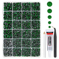 Emerald Green Crystal Resin Rhinestones w B7000 Glue for Bedazzling Crafting 2mm-6mm Flatback Stones Diamonds Crystals Gems Bedazzler Kit for Nails Face Eyes Makeup Tumblers Bottles DIY Crafts