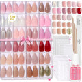 Beetles Press On Nails Kit - Creamy Drizzle | 720Pcs 24 Colors Short Square Press On Nails | 15 Sizes French Glossy Glitter Jelly With Nail Glue & Nail Tabs Stickers, Fake Nails Kit Art For Women