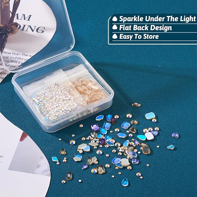 1000pcs Glass Nail Rhinestones Charms 24 Styles Face Hair Tooth Gems Nail Diamonds Gems Small Crystal Rhinestone for Nail Art Halloween Makeup Clothes Fabric